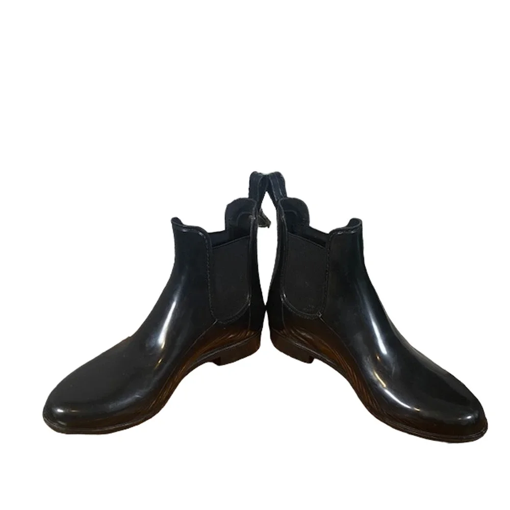 Sam Edelman Women’s Black Tinsley Short Gloss Ankle Rain Winter Boots Size 6